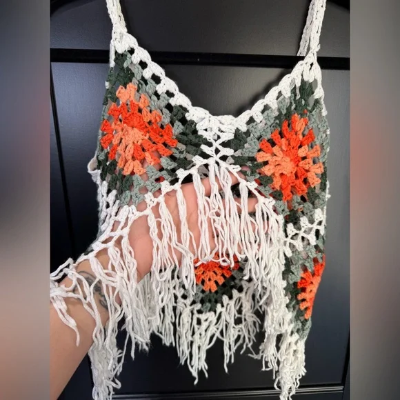 Vivid Boho Crochet Fringe Tank Top – Size Small - Picture 3 of 3